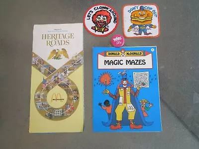 McDonald's 1970's Patches Of RONALD  And OFFICER BIG MAC HERITAGE MAP & Pinback • $17