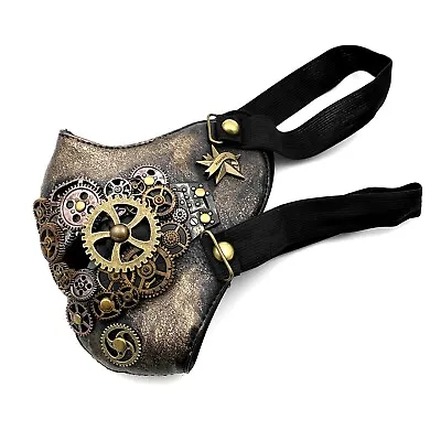 Gothic Retro Steampunk Gear Face Mask Cosplay Costume Party Gold Masquerade  • $25