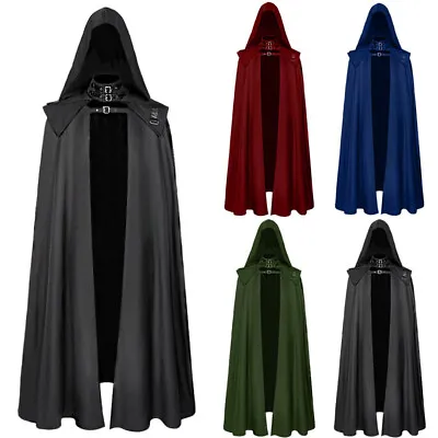 Men Women Medieval Gothic Retro Hooded Jackets Coat Long Robe Halloween Costume • $41.79