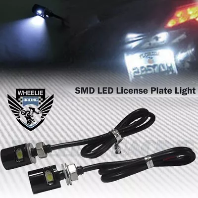 2x 6000k White Smd Led 12v Black License Plate Screw Bolt Light/lamp/bulb+wire • $8.98