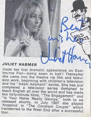 Juliet Harmer Carry On Bless This House Adam Adamant Liv Signed Autograph Pow#99 • £39.99