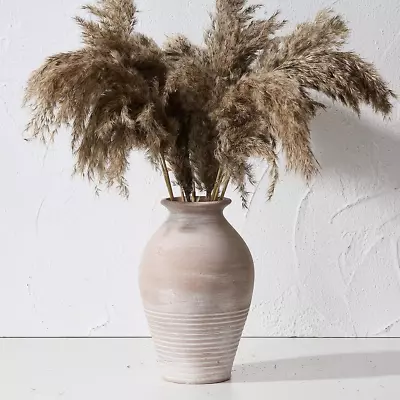 LUKA Ceramic Rustic Farmhouse Vase 9.2 Inch Whitewashed Terracotta Vase Potter • $34.81