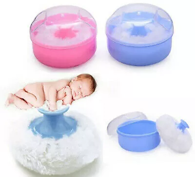 Portable Baby Kid Soft Face Body Cosmetic Powder Puff Sponge Box Container Case • $10.79