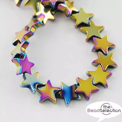 20 PREMIUM QUALITY 10mm RAINBOW STAR HEMATITE BEADS HEM35 • £3.49