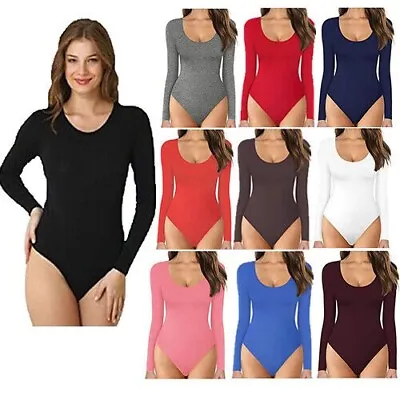 Ladies Long Sleeve Round Scoop Neck Body Suit • £7.99