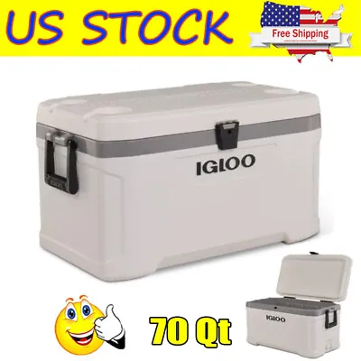 70 Quart Marine Cooler Hard Insulated Heavy-Duty Portable Ice Cooler 102 Cans US • $77.70