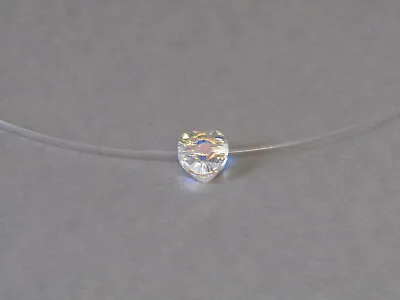 Swarovski Crystal Aurora Borealis Heart Pendant Floating Illusion Necklace Nice! • £13.34