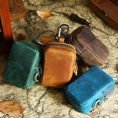 Genuine Leather With Hook Belt Fanny Waist Bag MIni Cigarette Pouch Men Outdoor • £14.47