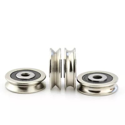 $6.19 • Buy U V Groove Metal Pulley Ball Bearing Wheel Wire Rope Guide Rail Roller 6x30x8mm