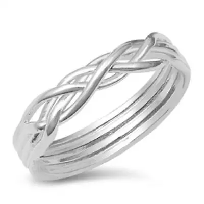 925 Sterling Silver Braided Puzzle Fashion Ring New Size 4-12 • $17.97