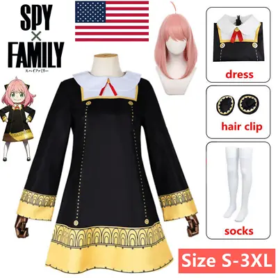 For Adult Anime SPY×FAMILY Anya Forger Cosplay Costume Black Dress Uniform Set • $29.99