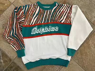 Vintage Miami Dolphins Zubaz Cliff Engle Sweater Football Sweatshirt Size Small • $112.27