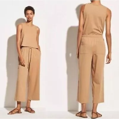 NWT Vince Wide Cropped Leg Pull On Pants L Large Tan • $89.10