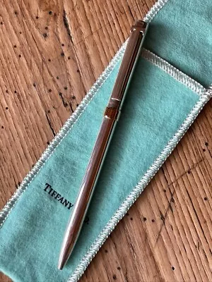 Engraved I LOVE YOU MOM Tiffany & Co. Solid Sterling Silver Pen W/Gold Vermeil • $175