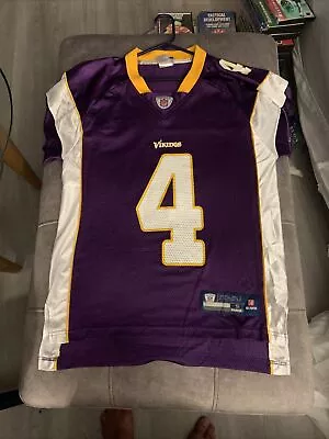 Small S Reebok NFL Minnesota Vikings Brett Favre #4 Jersey Purple 20x32” New? • $18