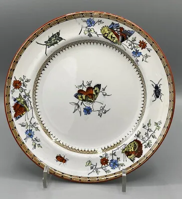 Antique Vlinder Plate 8.25” Maastricht P Regout Holland Late 1800's Insects • $10.15