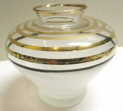 Vintage Mid Century Modern ? Glass Vase Painted And Clear Concentric Circles  • $20