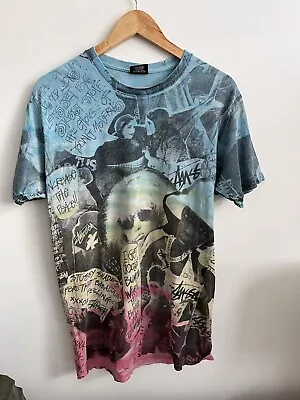 Stussy Rainbow Tie Dye All Over Print Tshirt Size Medium • £32.99