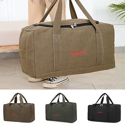 Large Military Canvas Duffle Luggage Bag 59/76L Gym Travel Durable Weekender Bag • $20.93