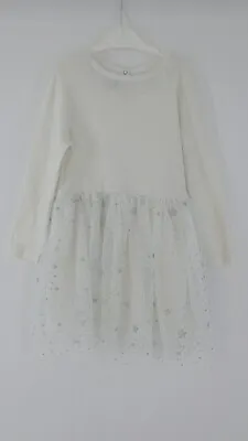 £19.99 • Buy Petit Bateau Tutu Dress Girls White Silver Stars Shiny 100% Cotton Age 5 Years