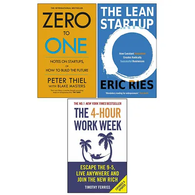 $78.54 • Buy Zero To One,The Lean Startup,4-Hour Work 3 Books Collection Set Paperback NEW