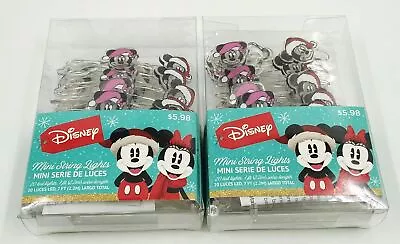 Lot Of 2 Mickey + Minnie Mouse 20 Count LED String Lights 7 Ft • $19.99