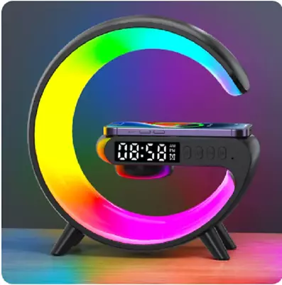 Multifunction Wireless Charger Pad Stand Speaker Night Light TF RGB For Iphone • £14.99