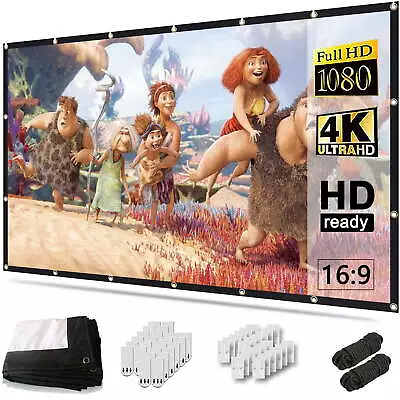 Projector Screen 150in 4K Movie Screen 16:9 HD Foldable & Portable Anti-Crease • $27.71