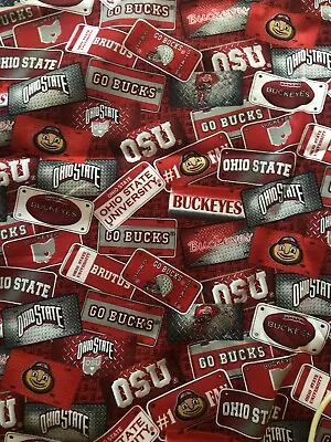 NCAA Ohio State Buckeyes Block 100% COTTON FABRIC  BY THE 1/4 YARD 9x44 • $5.95