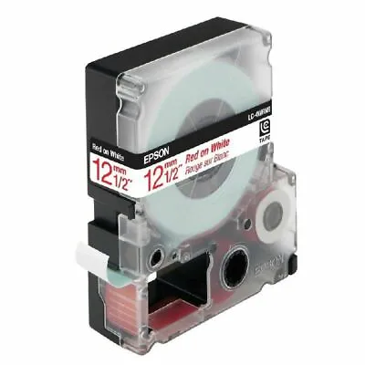 Epson Label Tape  12mm X 9m Standard Label Printer Red On White Labelworks • £4.99