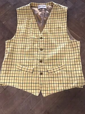 Yellow Check Tattersall Pattern Pure New Wool Waistcoat  42 • £15