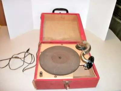 Vintage Antique Portable Record Player Phonograph Gramaphone Works 1930's Lqqk! • $15