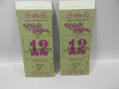 1970s Disney World Magic Kingdom Lot Of 2 Consecutive JUNIOR Ticket Stubs - 1L  • $19.75