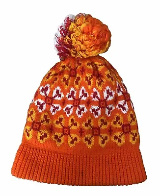 Wigwam Ski Winter Cap Beanie Pom Pom Orange 80’s 90s Vintage  Made USA • $15.98