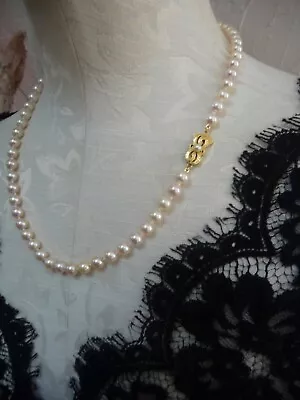 Gorgeous Mikimoto 14k Matinee Length 21'' 6.5-7mm Pinkish Akoya Pearl Necklace! • $1750