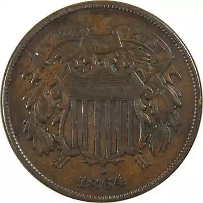 1864 Large Motto Two Cent Piece F Fine 2c Coin SKU:I12589 • $31.99