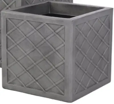 Sankey Lazio 32CM Square Plastic Planter Plant Pot Lattice Slate Grey Colour • £19.98