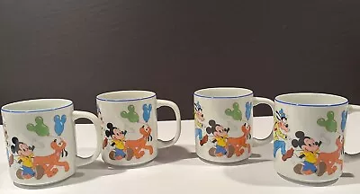 Vintage 80s Disney Parks Disneyland Mickey Mouse Balloon Coffee Cup Blue Rim. • $19.99