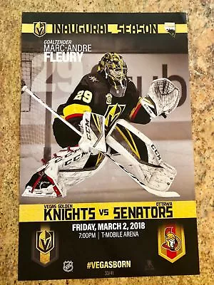 #33/41 Marc-andre Fleury Vegas Golden Knights Poster 3/2/18 Ottawa Senators • $21