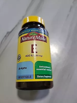 NatureMade Vitamin E 180 Mg (400 IU) Dl-Alpha Softgels 100 Count EXP 06/2028 • $13