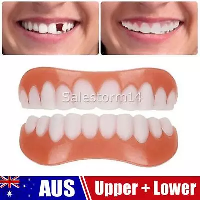 Snap On Bottom + Upper Lower False Teeth Dental Veneers Dentures Fake Tooth • $13.88