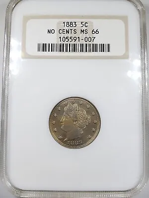 1883 5c NGC MS66 (No Cents)  1-Year Type Coin - Liberty V Nickel Old Fat Holder  • $475