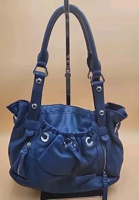 B MAKOWSKY 100% Leather Purse Shoulder Satchel Handbag  Blue W/Cheetah Lined • $36