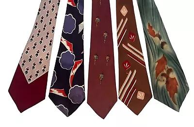 5 LOT 1940s Neck Ties 1950s Neckties 1930s Necktie 40s Ties Vintage 40's Tie • $14.99