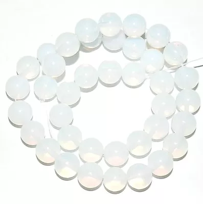 GR297 Milky White Opalite Sea Opal 10mm Round Gemstone Glass Beads 15.5  • $9.60