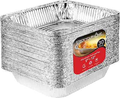 Aluminum Pans 9x13 Disposable Foil (30 Pack) - Half Size Steam Table Deep Pans • $18.99