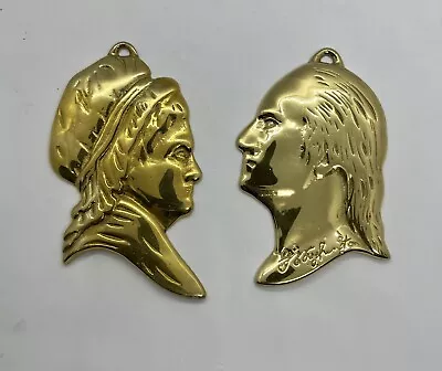 Vintage Virginia Metal Crafters George And Martha Washington Brass Silhouettes • $35