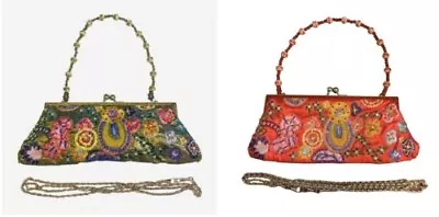$24.99 • Buy Beaded Sequin Embroidered Floral Design Purse Clutch Evening Bag + FREE GIFT