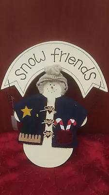 Snow Friends Handpainted Wooden Welcome Plq Home Interiors Vintage NIB Christmas • $16.99