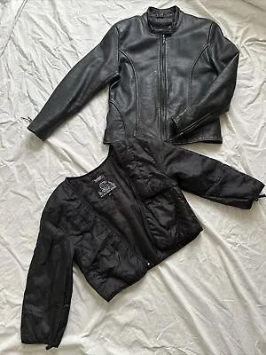 Vintage Leather King Black Biker Jacket Removable Thinsulate Lining M Medium • $50